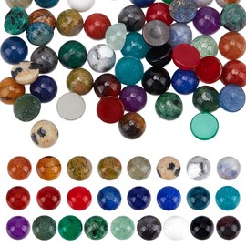 PH PandaHall 50pcs 25 Styles Natural Stone Gems 4mm Gemstone Cabochons Half Round Flatback Cabochons Stones Colorful Quartz Crystal Stones Bead Gems for Earring Bracelet Jewelry Making DIY Crafts