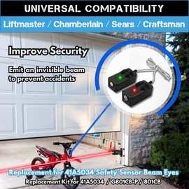 2X 41A5034 Safety Sensors Eyes with Brackets Kit, Compatible with Chamberlain Craftsman Sears Liftmaster Garage Door Openers After 1997, Garage Door Sensor Replacement Kit