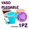 Veraly Vaso De Silicona Plegable Con Tapa Y Correa Portátil