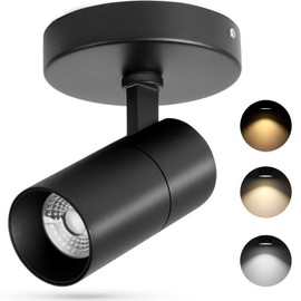 VANoopee 3-Color Dimmable LED Ceiling Spotlight Flush Mount Adjustable Spotlight Directional Spot Lights Indoor Bright Accent Fixture for Living Room Bedroom - CRI90 36° Flicker Free 10W 1000lm Black