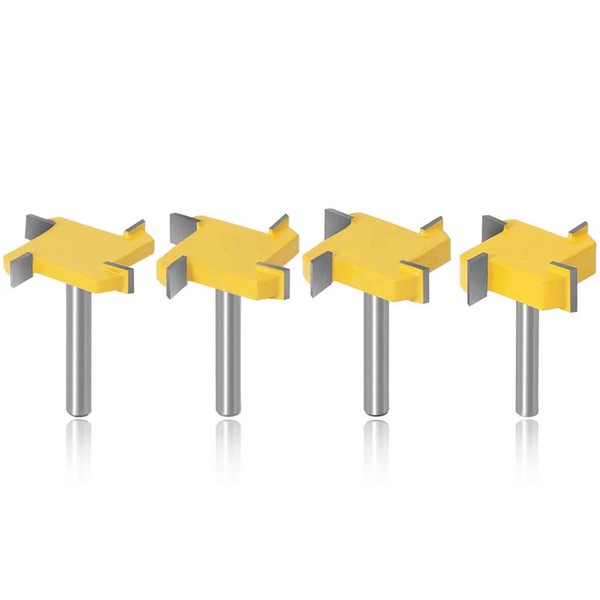 Mesee 4 Pieces 4-Wing Spoilboard Surfacing Router Bit Set, 1/4