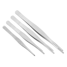 Gatuida 4pcs Stainless Steel Straight Tweezers Set Non Skid Grip Serrated Tips for DIY Gardening Crafting and Daily Maintenance