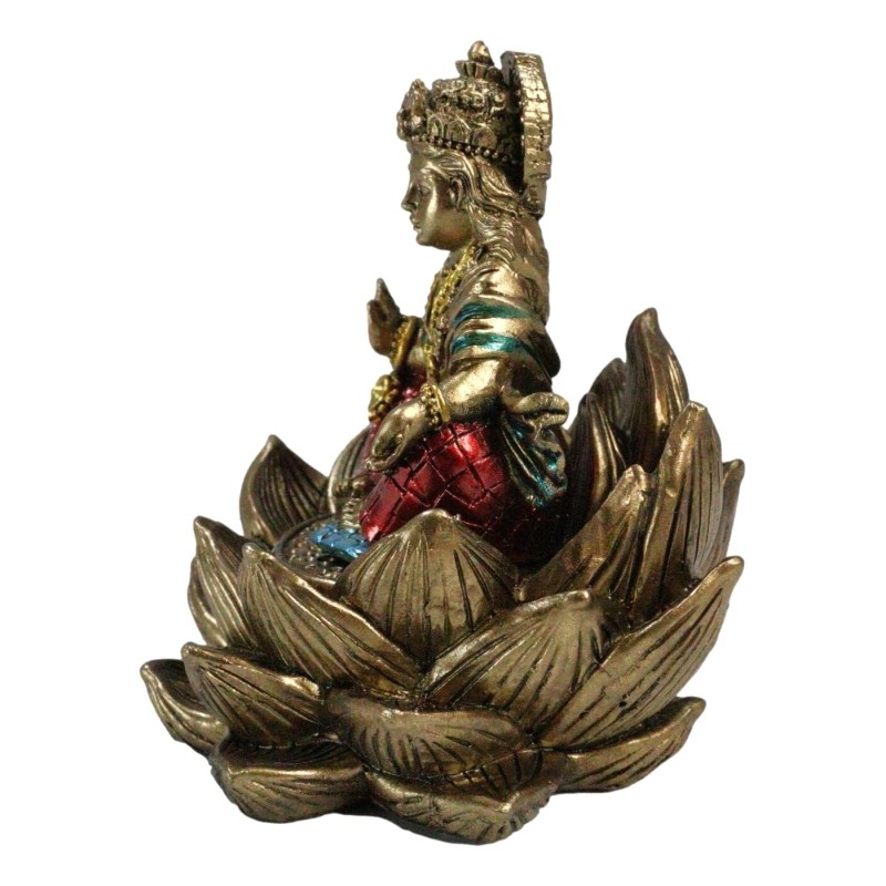 Hindu Goddess Of Fortune Lakshmi Meditating On Padma Lotus Flower