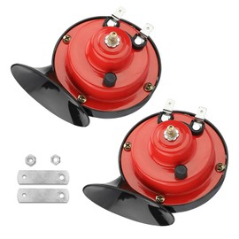 Downhill 2 PCS 300DB Super Loud Train Horns, 12V Waterproof Snail Air Horns, Waterproof Metal + ABS Stereo Sound Snail Horns, Suitable for Most Cars, Trucks, Boat, Motorcycle (Red)