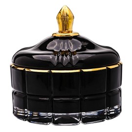 EVEREST GLOBAL 7 oz Glass Jewelry Jar Cube Facets Candy Storage Bowl with Lid Sugar Cans Kitchen Bathroom Gift