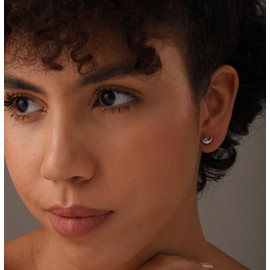 LeCalla 925 Sterling Silver Diamond Stud Earrings for Women 0.01 Carat Moon Hypoallergenic Studs Earring for Teen