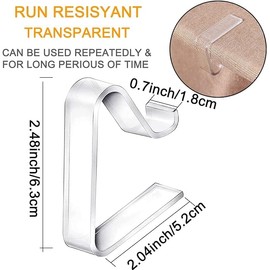 24 Pcs Transparent Tablecloth Clips, Plastic Table Cloth Clips，Windproof Table Cover Holder Clamps，Table Cloth Holder for Christmas Wedding Party Indoor Outdoor Camping Picnic (Large)