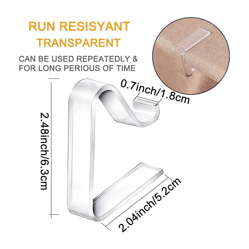 24 Pcs Transparent Tablecloth Clips, Plastic Table Cloth Clips，Windproof Table