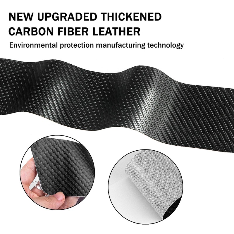 YOSRTER Leather Door Sill Protector Stickers, Carbon Fiber Texture, Universal