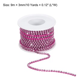 MECCANIXITY 10 Patio 3mm Cristal Estrás Diamante Cierre Cadena Adorno Garra Copa Cadena para Costura, Artesanía, Joyería Bricolaje Decoraciones Boda Gemas Blancas Rosa Rojo Base