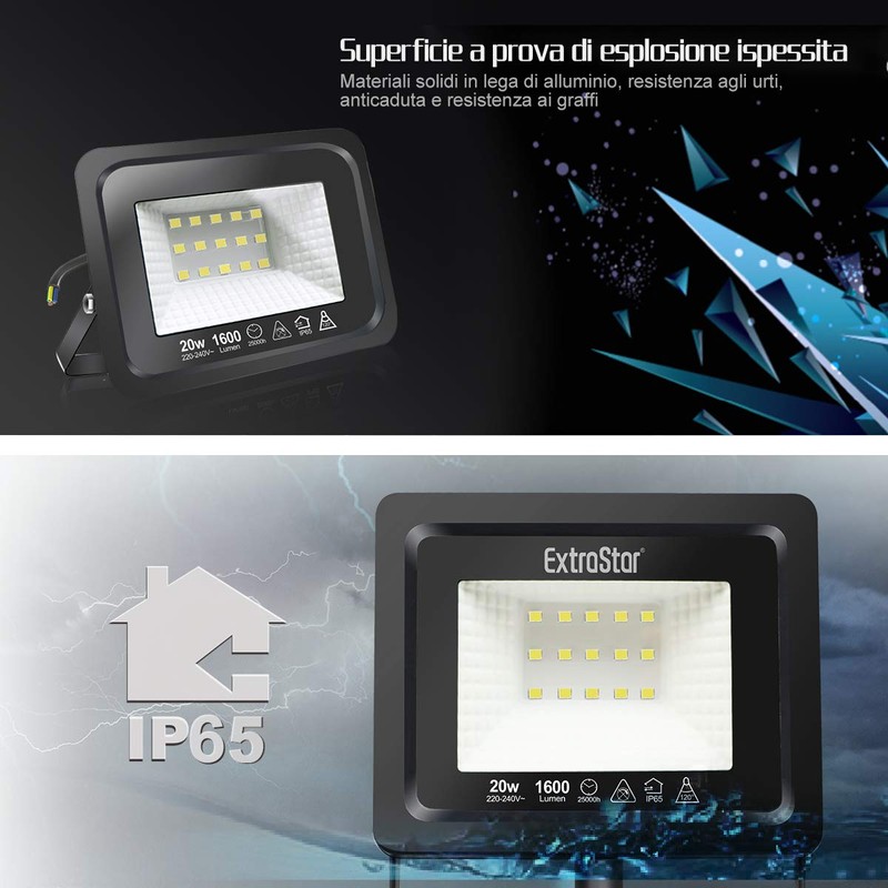 EXTRASTAR 20 W LED Spotlight, Super Bright LED Spotlight Outdoor,