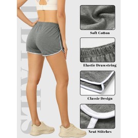 URATOT 6 Packs Women's Dance Shorts Cotton Sports Short Yoga Shorts Breathable Dolphin Summer Athletic Shorts for Women, Black,darkgray,gainsboro,offwhite,navy,winered, Medium