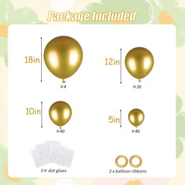 114pcs Metallic Gold Balloons Arch Kit, 18 12 10 5 inch Chrome Gold Latex Balloons Different Sizes Pack for Graduation Wedding Birthday New Year Party Decorations