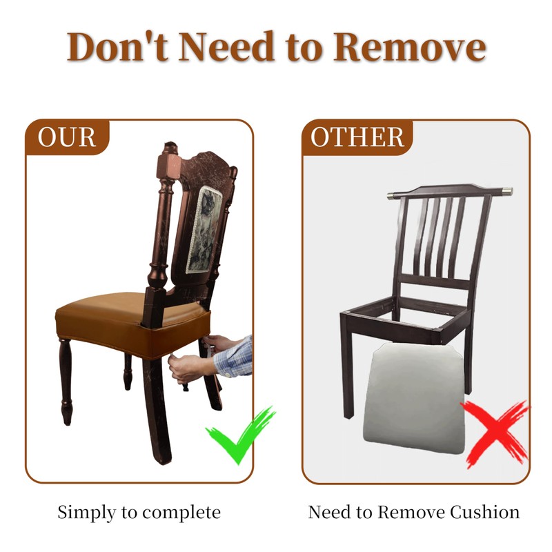 WUSOUPU Leather Seat Covers for Dining Room Chairs Set of