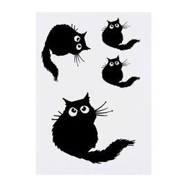 4 x 'Black Cat' Temporary Tattoos - Water Resistant, Skin-Safe, Non-Toxic Transfers, Mixed Sizes (TO00048709)
