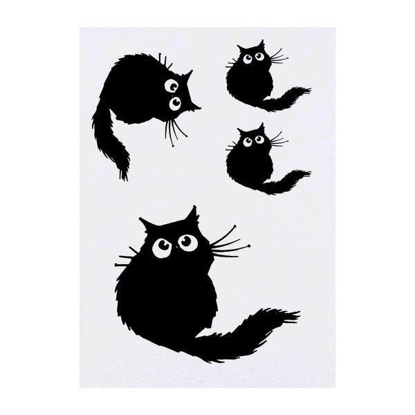 4 x 'Black Cat' Temporary Tattoos - Water Resistant, Skin-Safe,