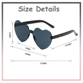 Jotia 10 Pack Heart Sunglasses for Women - Rimless Transparent Candy Color Shaped Glasses for Parties (10 Colors)