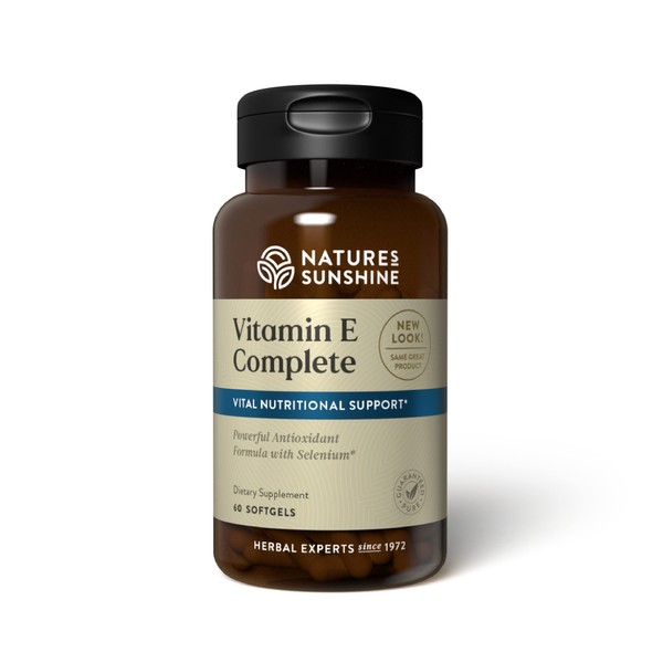 Nature's Sunshine Vitamin E Complete w/ Selenium, 60 Softgels |Powerful Antioxidant Supplement with Selenium and all Eight Molecules in the Vitamin E Family
