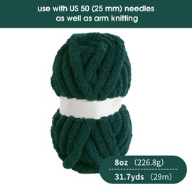 HOMBYS Dark Green Chunky Chenille Yarn for Crocheting, Bulky Thick Fluffy Yarn for Knitting,Super Bulky Chunky Yarn for Hand Knitting Blanket, Soft Plush Yarn, 12 Jumbo Pack (27 yds,8 oz Each Skein)