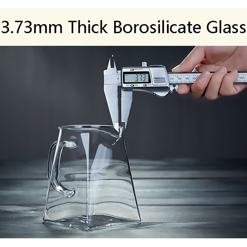 Glass Pitcher with Handle, Milk and Cream Pitcher Cup Jug,
