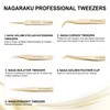 NAGARAKU 5 PCS Tweezers for Eyelash Extensions Straight and Curved