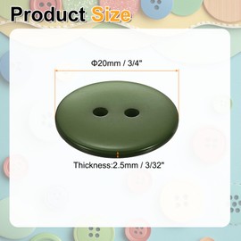 HARFINGTON 10pcs Resin Sewing Button, 20mm (3/4-inch) 2 Holes Round Craft Decorative Buttons for Coat, Clothes Holiday Decoration, Dark Green