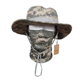 QMFIVE Tactical Boonie Hat Scarf Unisex Camouflage Rounded Hat Fisherman for Tactical Airsoft Paintball Rise Camping, A-ACU