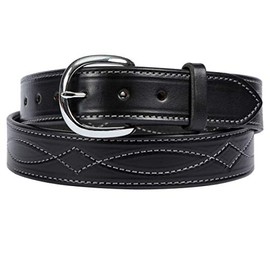 Fancy Stitched Belt Design, Cross Over Stitching, Full Grain Leather Belt,1-1/2" Handmade by Amish Made in Lancaster PA