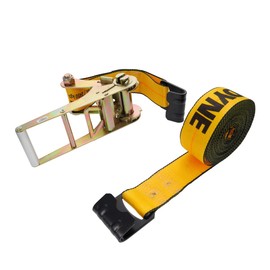 Kinedyne 553021BT 3 in. by 30 ft. Flat Hook Ratchet Strap - Yellow
