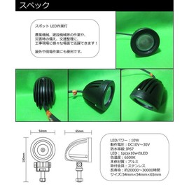 高輝度 スポットLED作業灯 農業機械 オフロード車両や公園 庭の照明など様々な場面で活躍 フォグランプ