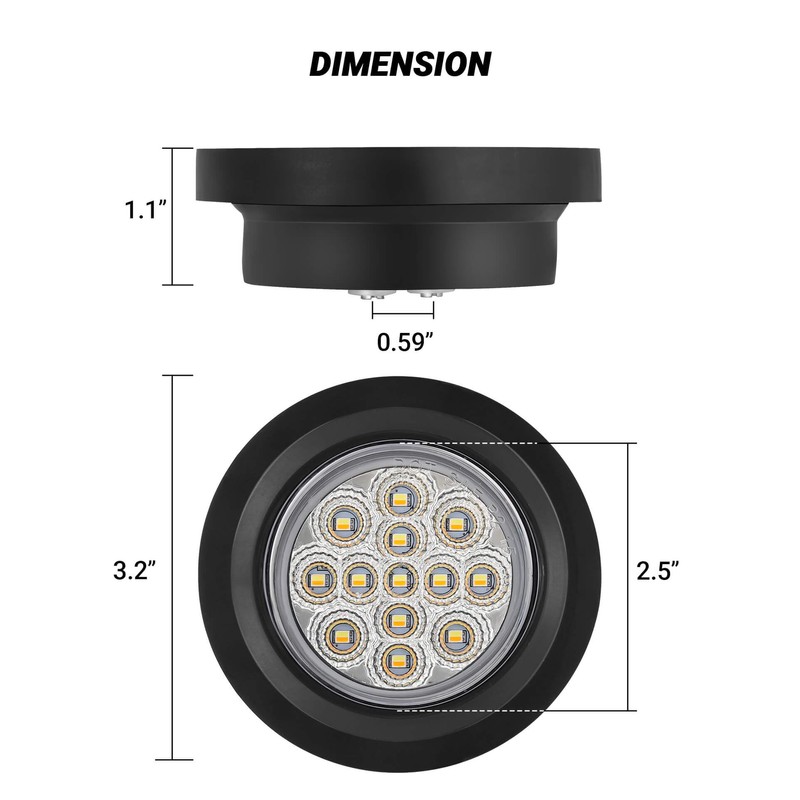 XtraGlow Dual Revolution 2.5" Round 13LEDs Amber Clearance Side Marker