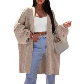 PRETTYGARDEN Long Cardigan Sweaters for Women Trendy Fall 2025 Oversized Knit Sweater Jacket Coats Winter Fashion Clothing (Camel,Large)