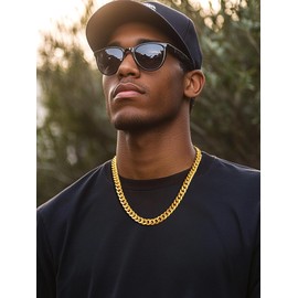 9mm 316L Stainless Steel Chunky Miami Cuban Chains Necklaces Statement Hip Hop Punk Jewelry 18k Gold Plated Big Heavy Curb Cuban Link Chain Necklace for Men & Women 18 inches