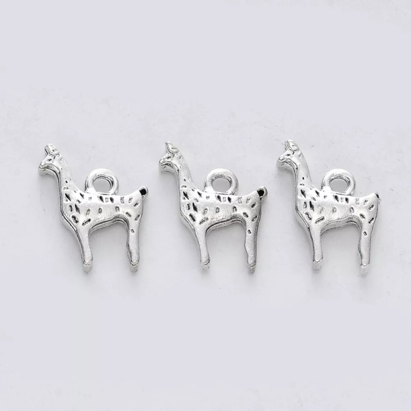 Unbranded 10 Alpaca Charms Double 2 Sided Antique Silver Tone