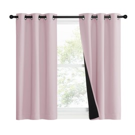NICETOWN 100% Blackout Window Curtain Panels, Heat and Cold Blocking Drapes with Black Liner for Nursery, 40" Thermal Insulated Draperies (Lavender Pink, 2 Pieces, 37" Wide Each Panel)