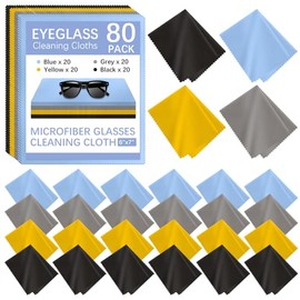 80 Pack Microfiber Cleaning Cloth for Glasses, Multi-Color Eye Glasses Cleaning Cloth Bulk 6"x7" Microfiber Cleaner Lens Cloths for Eyeglasses, Camera Lenses, TV Screens, Cell Phones and Laptops