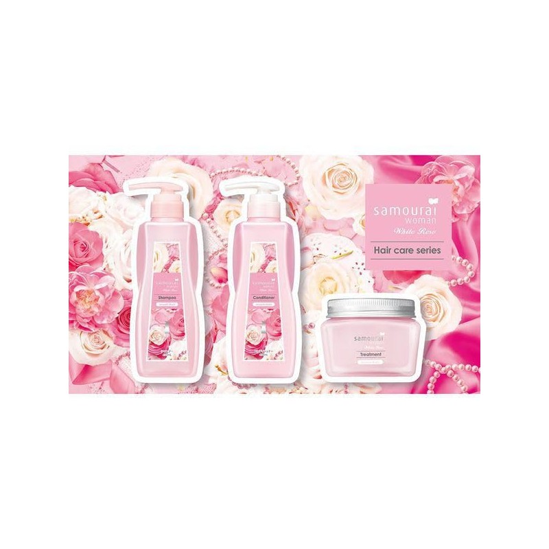 Samurai Women's White Rose Smooth Moist Shampoo Refill, Set of