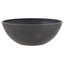 PSW Pot Collection M20DCB 8-inch Plastic/Stone/Wood Composite Low Bowl Planter – No Drainage Hole (Drillable), Shallow Indoor/Outer Pot for Succulents, Bonsai, Fairy Gardens, Herbs, Dark Charcoal
