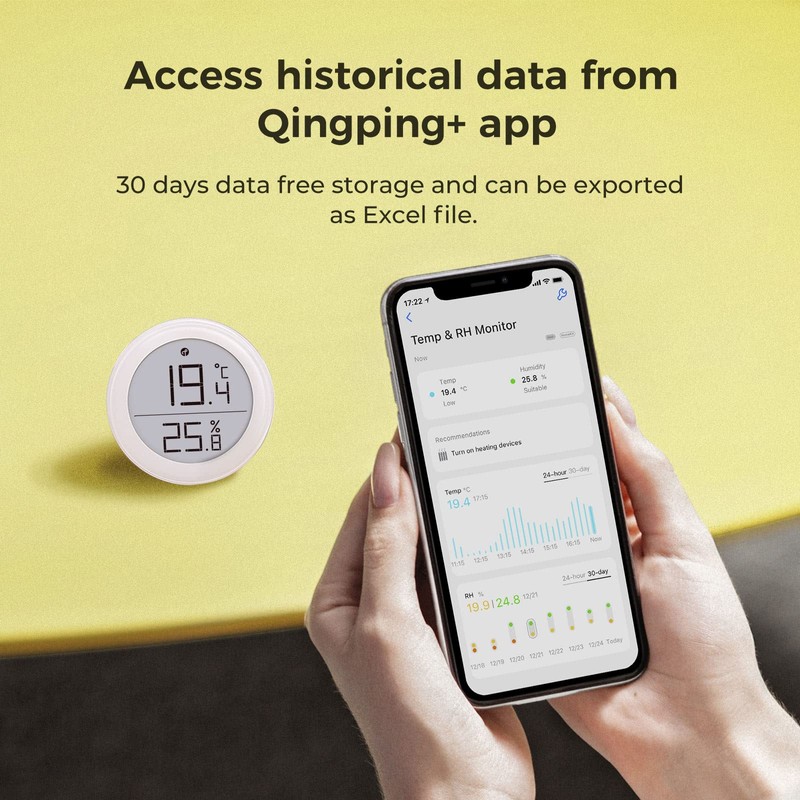 Qingping Thermometer Hygrometer Sensor Works with HomeKit (Only Works with