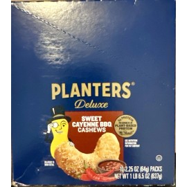 PLANTERS Deluxe~Sweet Cayenne BBQ Cashews~Box of 10-2.25oz Pks~Exp. 8/11/25~New