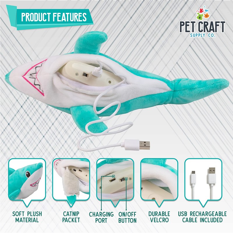 Pet Craft Supply Wiggle Pickle and Shimmy Shark Flipper Flopper