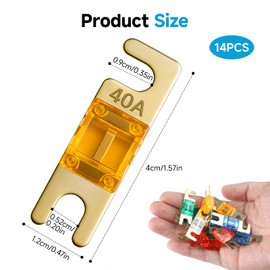 AHRLIC 14pcs Small Bolt-on Fuses, High Current Automotive Fuses, Compatible with Fuse Holders, 32V, for Car, Marine, Truck, Electric Hybrid Vehicles, 30/40/50/60/70/80/100 Amp