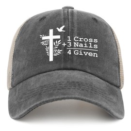 FUNGISDIN 1 Cross 3 Nails 4 Given Hat for Men Fashionable Jesus Christian Country Hats for Mens AllBlack Cap Funny for Farmer