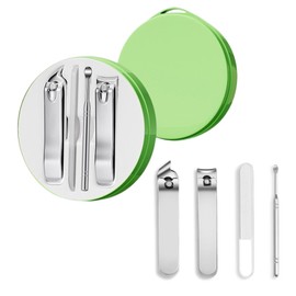Manicure Set for Men & Women, 4 Piece Nail Care Kit, Portable Grooming Kit for Travel, Stainless Steel Nail Tools with Mint Green Case Suitable for Home, Office, Outdoor Travel Kit