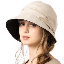 LOUN Sea Women's Hat, Large Size, Wide Brim, Cooling Sensation, Amy UV Casket, Full Light Blocking, UV Protection, Spring and Summer, UV Protection, Includes Chin Strap, beige
