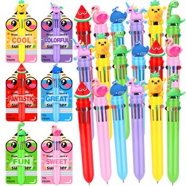 Zenoble 24 Set End of Year Student Gifts from Teacher, End of the Year Gifts for Students Bulk for Kids 10-in-1 Multicolor Pens with Cards for School Graduation Supply Summer Party Favor