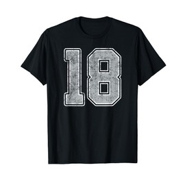 Silver White Number 18 Jersey Player Uniform #18 T-Shirt