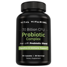 Vital Vitamins Complejo Probiótico Para Hombres Y Mujeres - 70 Mil Millones De Ufc - Elaborado Con Una Mezcla De Prebióticos - Refuerzo Digestivo,... 