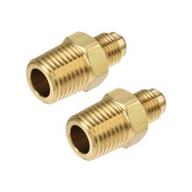 uxcell Brass Pipe Fitting, 3/16 SAE Flare Male to 1/4NPT Male Thread, Tubing Adapter Hose Connector, for Air Conditioner Refrigeration, 2Pcs