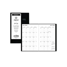 Aligned for Blue Sky 2020-2021 Academic Year Monthly Planner, Stapled Binding, Vinyl Cover, 3.75" x 6", Black (122742)